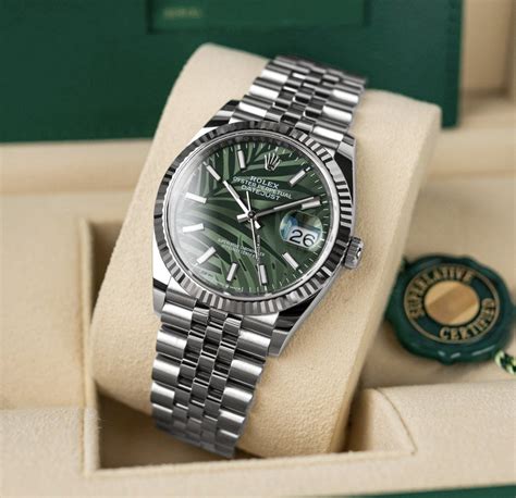 rolex datejust 36 palm motif.